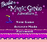 Barbie Magic Genie Adventure title screen for GameBoy Color